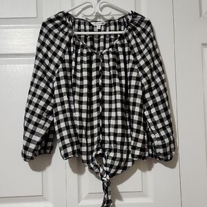 Counterparts Black and White Checkered Blouse